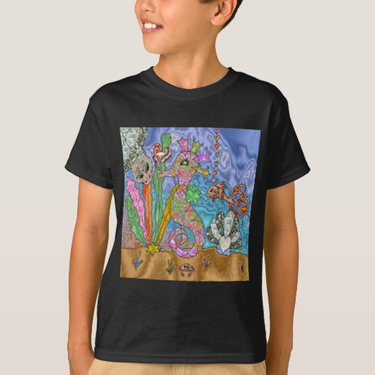 Psychedelic Seahorse Zee Turtle Art T-shirt (Voorkant)