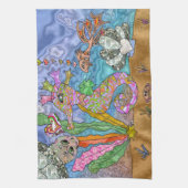 Psychedelic Seahorse Zee Turtle Art Theedoek (Verticaal)