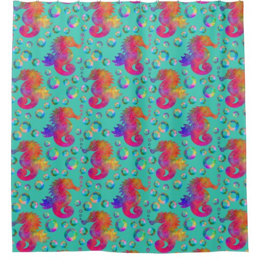 Psychedelic Seapaarden Douchegordijn (Voorkant)