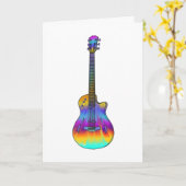 Psychedelic Semi Acoustic Guitar Funky Music Art Kaart (Gele Bloem)