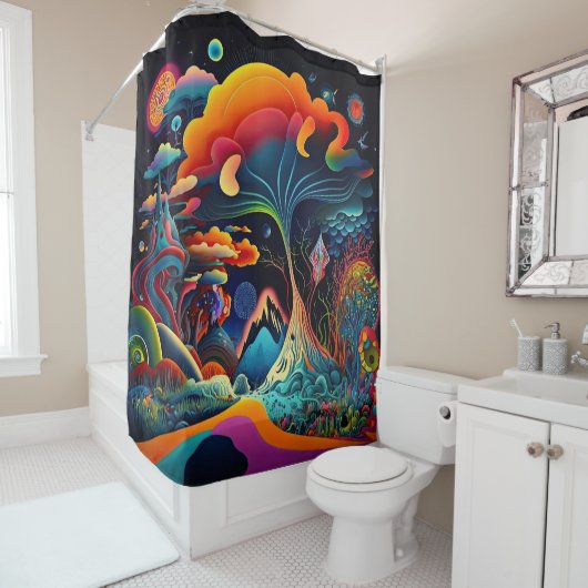 Psychedelic Shower Curtain Douchegordijn (In situ)