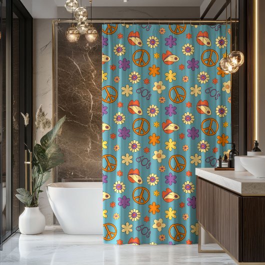 Psychedelic Shower Curtain Retro Pastel Mood Douchegordijn