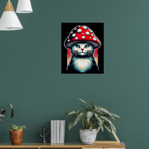 Psychedelic Shroom Cat beroemd gemaakt door Amanit Poster