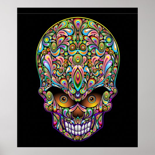 Psychedelic Skull Art Design Poster (Voorkant)