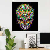 Psychedelic Skull Art Design Poster (Thuiskantoor)