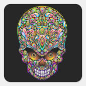 Psychedelic Skull Art Design Sticker (Voorkant)