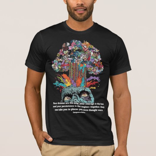 Psychedelic Skull Art Graphic T-shirt (Voorkant)