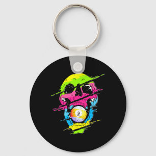Psychedelic Skull Billiards Gift Colorful Sleutelhanger
