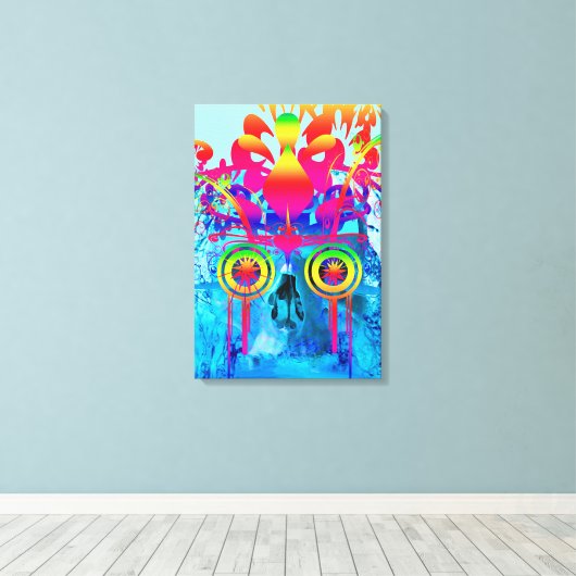 Psychedelic Skull Canvas Afdruk (Insitu (Houten vloer))