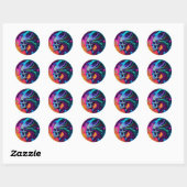 Psychedelic Skull en Mane Ronde Sticker (Vel)