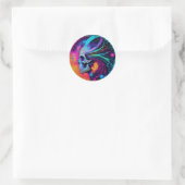 Psychedelic Skull en Mane Ronde Sticker (Tas)