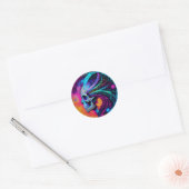 Psychedelic Skull en Mane Ronde Sticker (Envelop)
