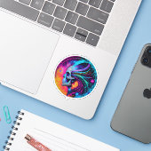 Psychedelic Skull en Mane Sticker (Laptop met iPhone)