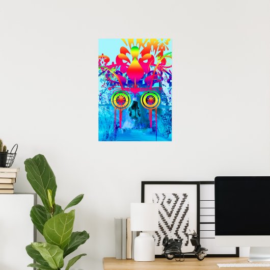 Psychedelic Skull Poster (Thuiskantoor)