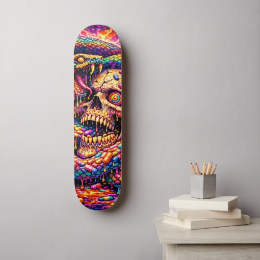 Psychedelic Skull Snake Skateboard Deck (Muurkunst)