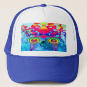 Psychedelic Skull Trucker Hat Trucker Pet (Voorkant)