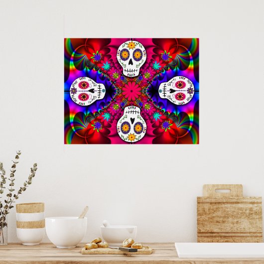 Psychedelic Skulls Poster (Keuken)