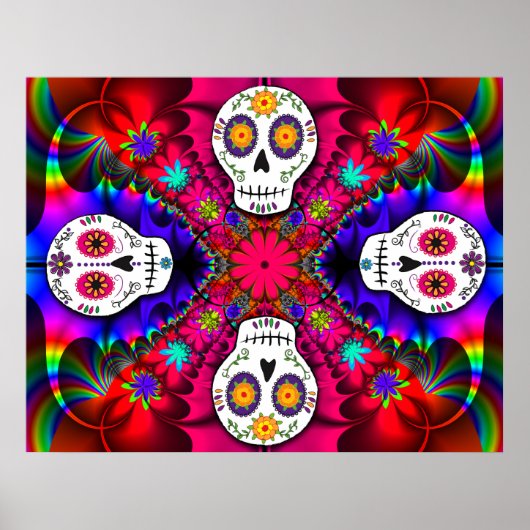 Psychedelic Skulls Poster (Voorkant)
