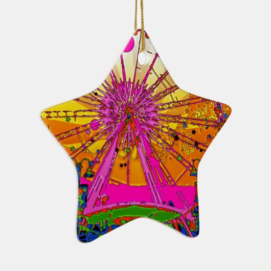 Psychedelic Sky Wheel Star-vorm Keramisch Ornament (Rechts)