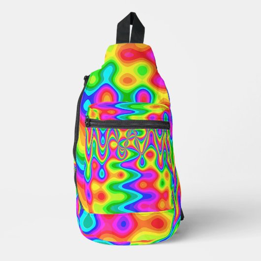Psychedelic Sling Backpack with Neon Swirl Pattern Bag (Voorkant)