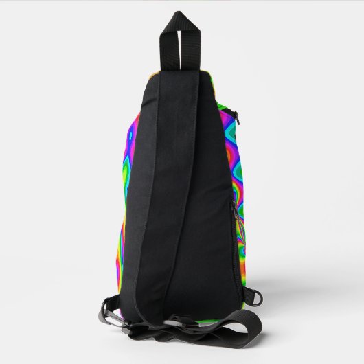 Psychedelic Sling Backpack with Neon Swirl Pattern Bag (Achterkant)