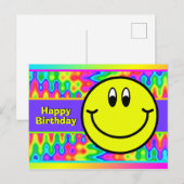 Psychedelic Smiling Face Emoji Birthday Briefkaart (Voorkant / Achterkant)
