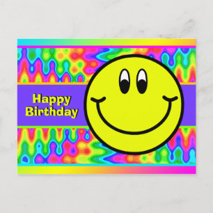 Psychedelic Smiling Face Emoji Birthday Briefkaart