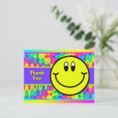Psychedelic Smiling Face Emoji Dank u Briefkaart (Staand voorkant)