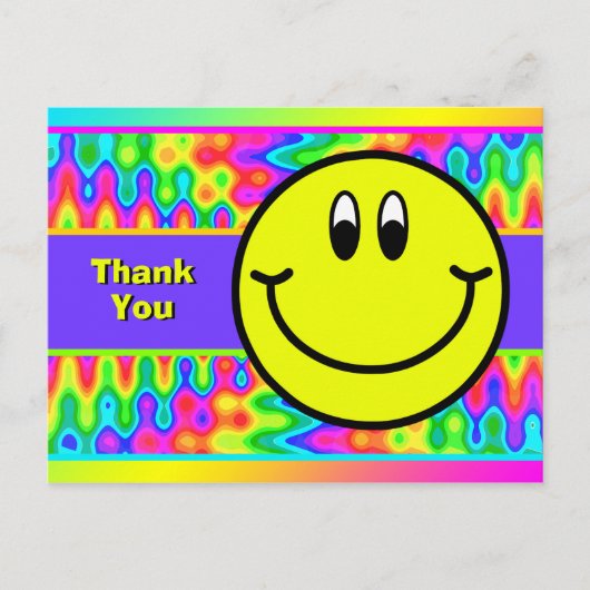 Psychedelic Smiling Face Emoji Dank u Briefkaart (Voorkant)