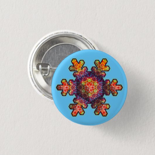 Psychedelic Snowflake Ronde Button 3,2 Cm (Voorkant /achterkant)