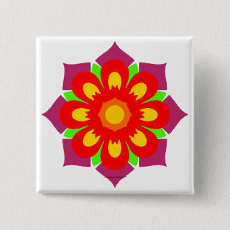 Psychedelic Snowflake Vierkante Button 5,1 Cm