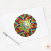 Psychedelic Solar Sun-Sticker Ronde Sticker (Envelop)