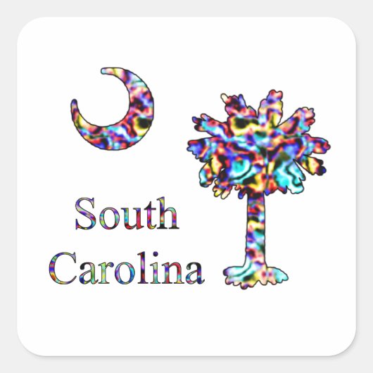 Psychedelic South Carolina Palmetto Stickers (Voorkant)