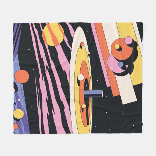 Psychedelic Space - Abstracte illustratie, Geometr Fleece Deken (Voorkant (Horizontaal))