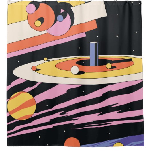 Psychedelic Space Abstracte illustratie, geometris Douchegordijn (Voorkant)