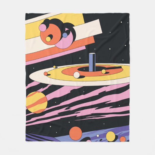 Psychedelic Space Abstracte illustratie, geometris Fleece Deken (Voorkant)