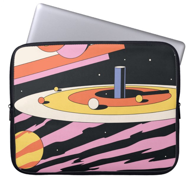 Psychedelic Space Abstracte illustratie, geometris Laptop Sleeve (Voorkant)