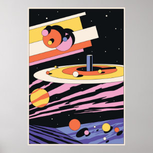Psychedelic Space Abstracte illustratie, geometris Poster