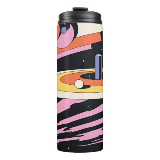 Psychedelic Space Abstracte illustratie, geometris Thermosbeker (Voorkant)