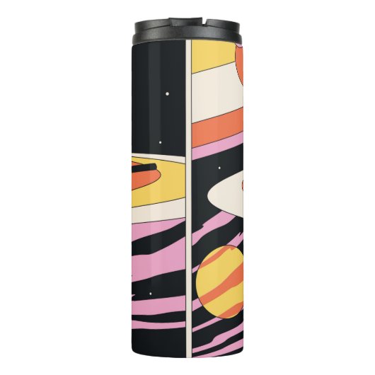 Psychedelic Space Abstracte illustratie, geometris Thermosbeker (Achterkant)