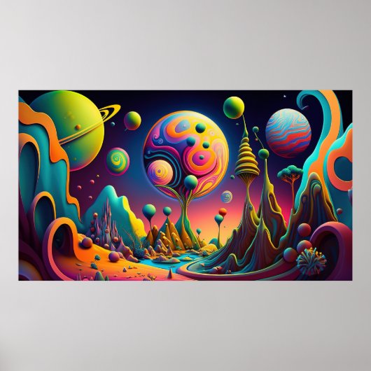 Psychedelic Space banner sjabloon Poster (Voorkant)
