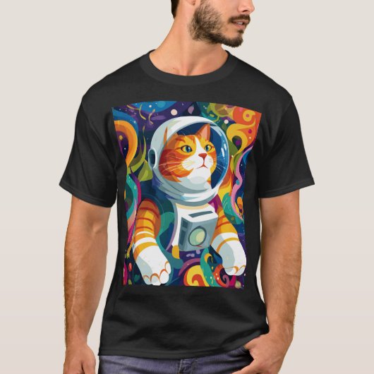 Psychedelic Space Cat Astronaut – Trippy Cosmic Ar T-shirt (Voorkant)