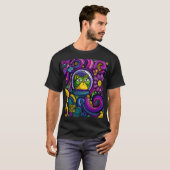 Psychedelic Space Cat – Color-Burst Astronaut T-shirt (Voorkant volledig)