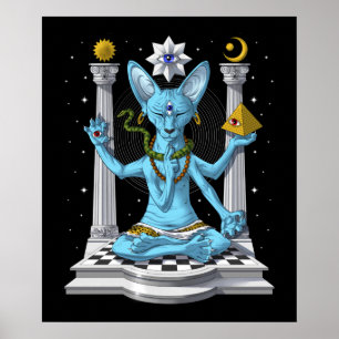 Psychedelic Sphynx Cat Shiva Poster