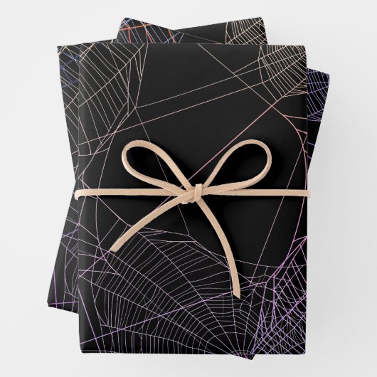 Psychedelic Spiders en Webs Inpakpapier Vel (In situ)