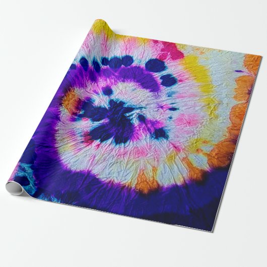 Psychedelic Spiral. Multicolor Fabric Tie Dye Heup Cadeaupapier (Uitgerold)