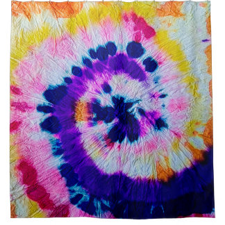 Psychedelic Spiral. Multicolor Fabric Tie Dye Heup Douchegordijn