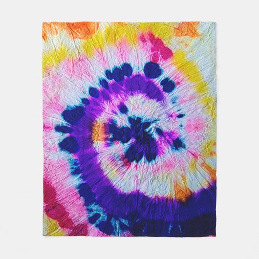 Psychedelic Spiral. Multicolor Fabric Tie Dye Heup Fleece Deken (Voorkant)