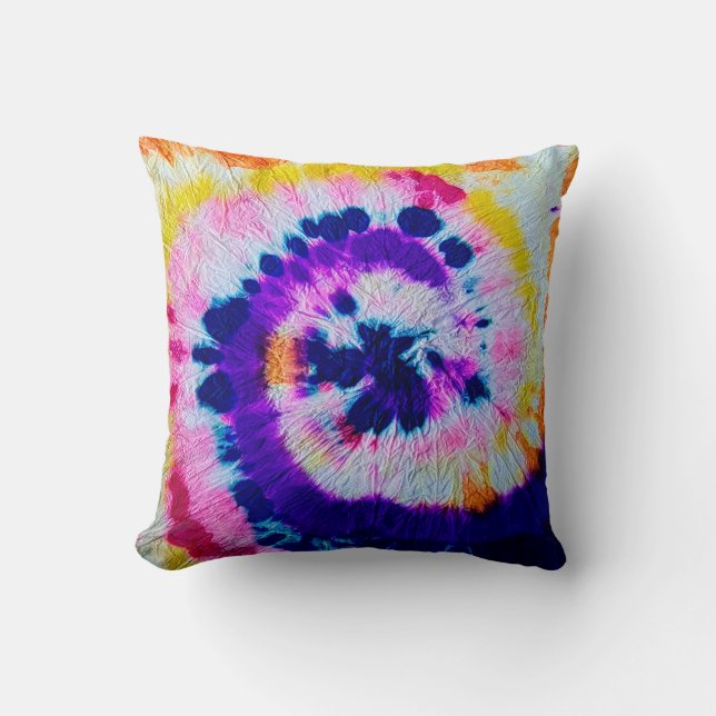 Psychedelic Spiral. Multicolor Fabric Tie Dye Heup Kussen (Voorkant)