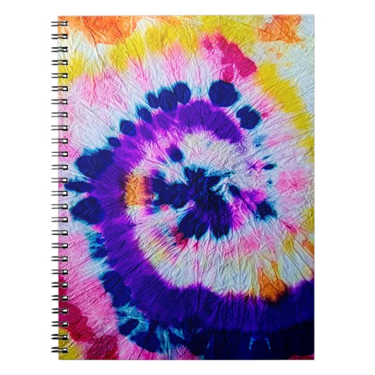 Psychedelic Spiral. Multicolor Fabric Tie Dye Heup Notitieboek (Voorkant)